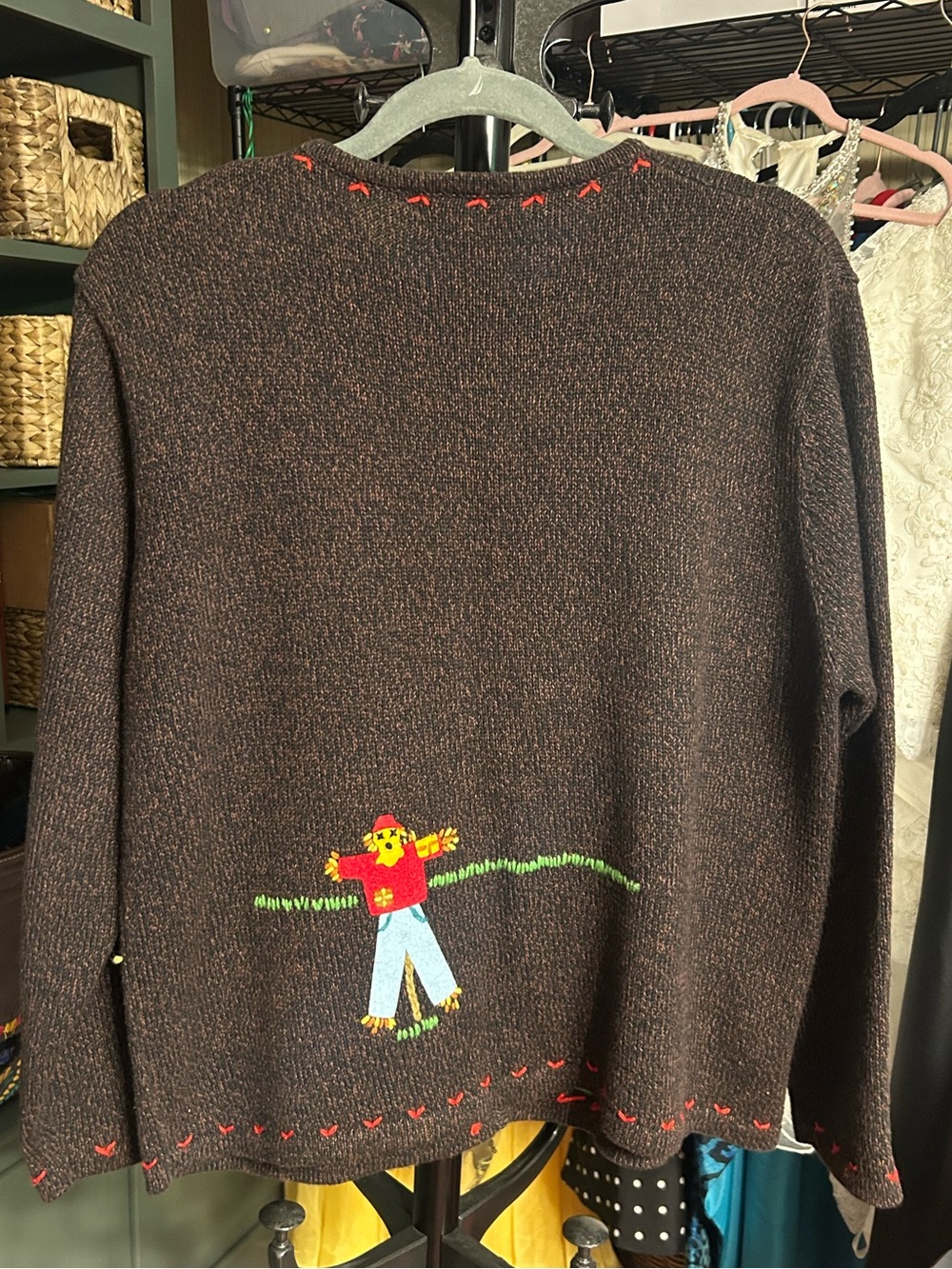 Susan Bristol Hand Embroidered Vintage Farm Garden Cardigan Sweater Cottagecore - Picture 5 of 10